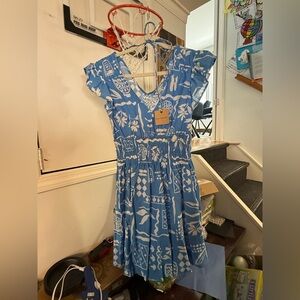 Blu Pepper Sky Blue and White Midi Dress